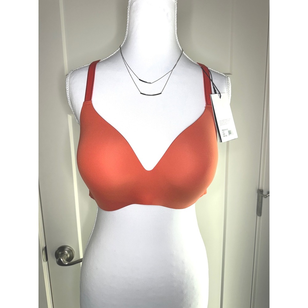 Knix WingWoman Contour Bra NWT Sunset Orange Wireless Plunge Smooth Cup Size 3‎